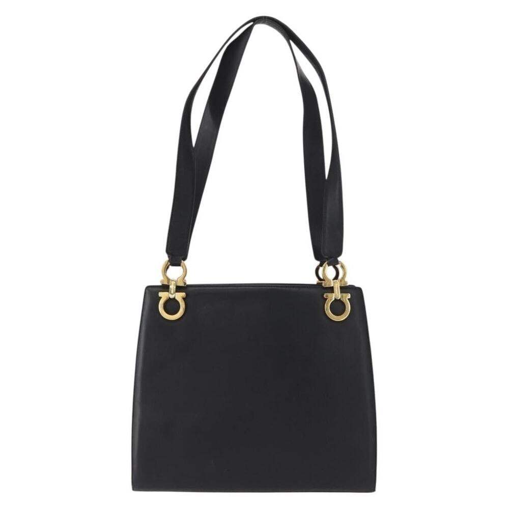 Salvatore Ferragamo Leather Gancini Tote Bag Black